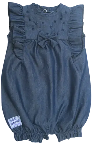 Denim Dot Bow Romper