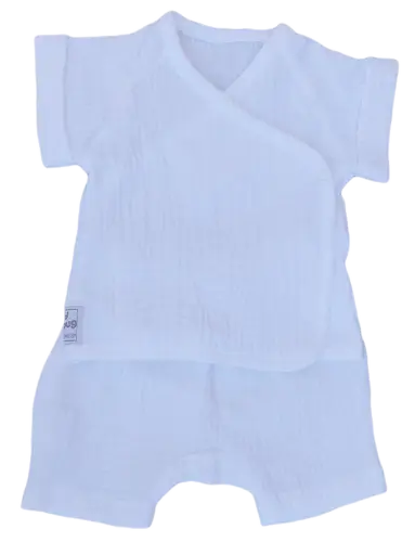 White Muslin 2-Piece Set – Gender Neutral Baby Outfit_0