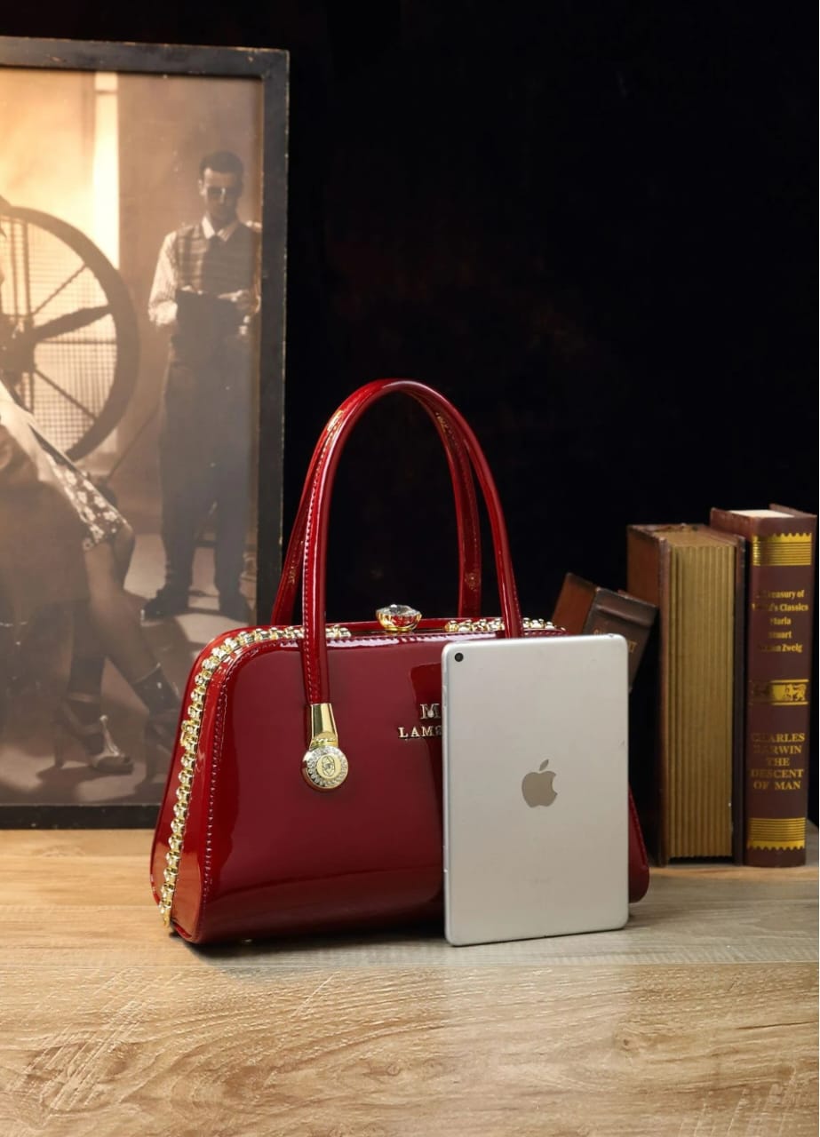 Sac à Main LAMSED Élégant Rétro Lumineux Rouge  _1