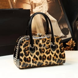 Sac à Main LAMSED cuir verni brillant imprimé Léopard