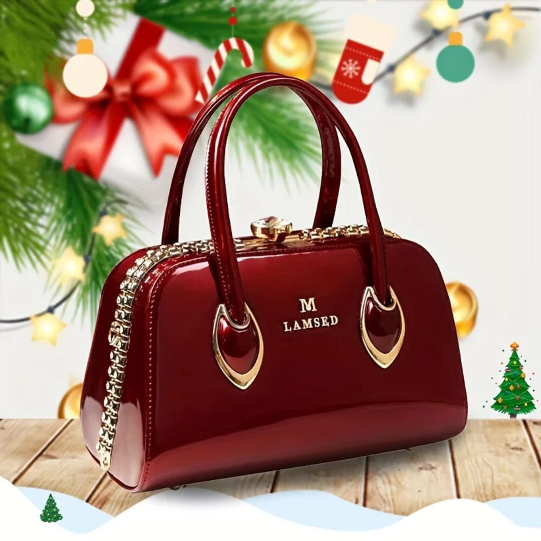 Sac à Main LAMSED cuir verni brillant Rouge