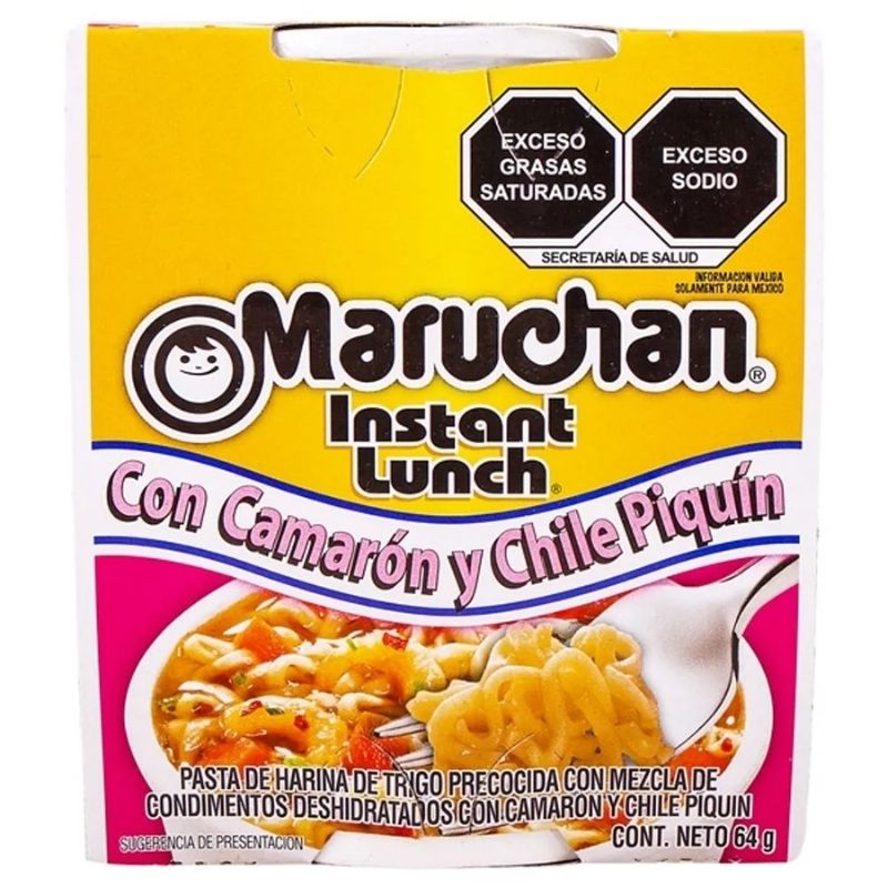 Sopa Instantánea Maruchan 64g Camarón y Chile Piquín