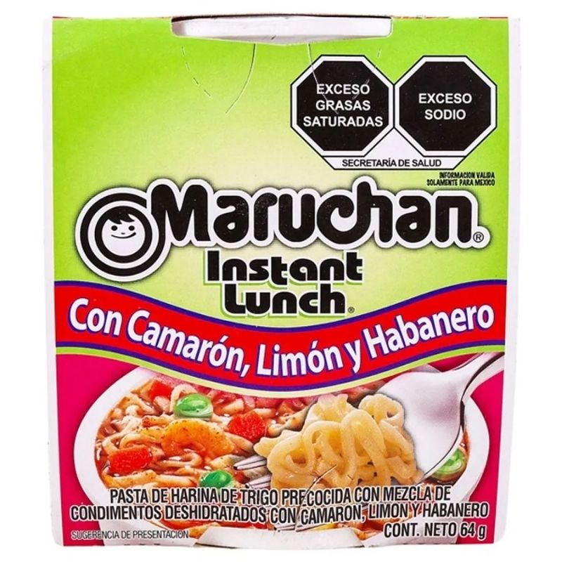 Sopa Instantánea Maruchan 64g Camarón, Limón y Habanero