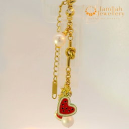 18K Gold Plated Stainless Steel with White Round Pearls