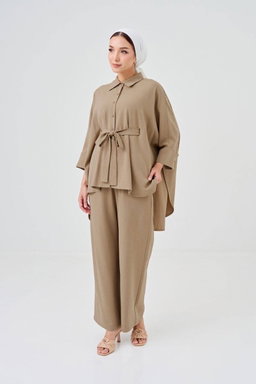 (Pre-order) She Dazzle Lea Caftan Pants set - Wheat Brown