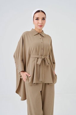 (Pre-order) She Dazzle Lea Caftan Pants set - Wheat Brown