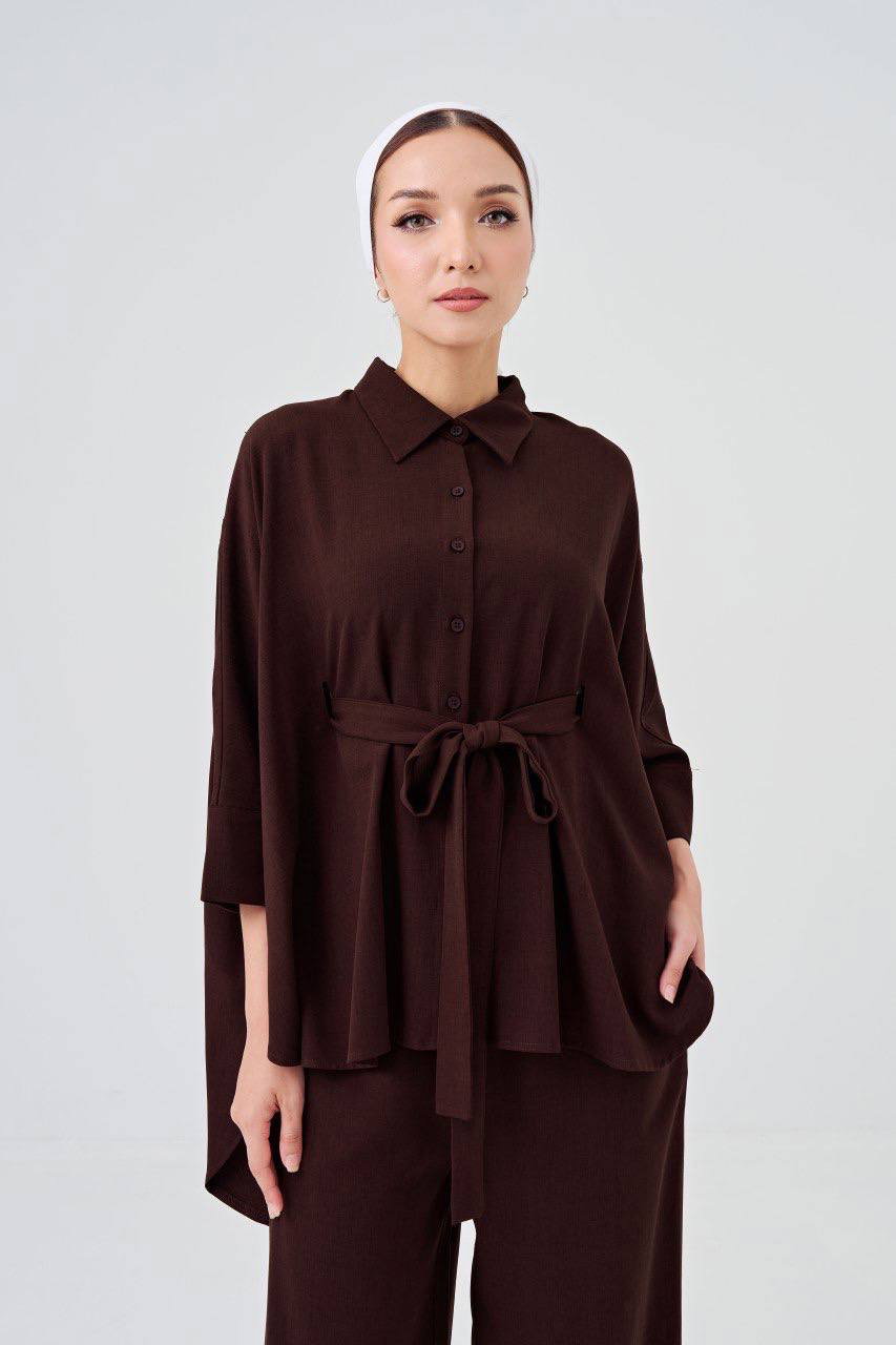 (Pre-order) She Dazzle Lea Caftan Pants set - Deep Mahogany_2