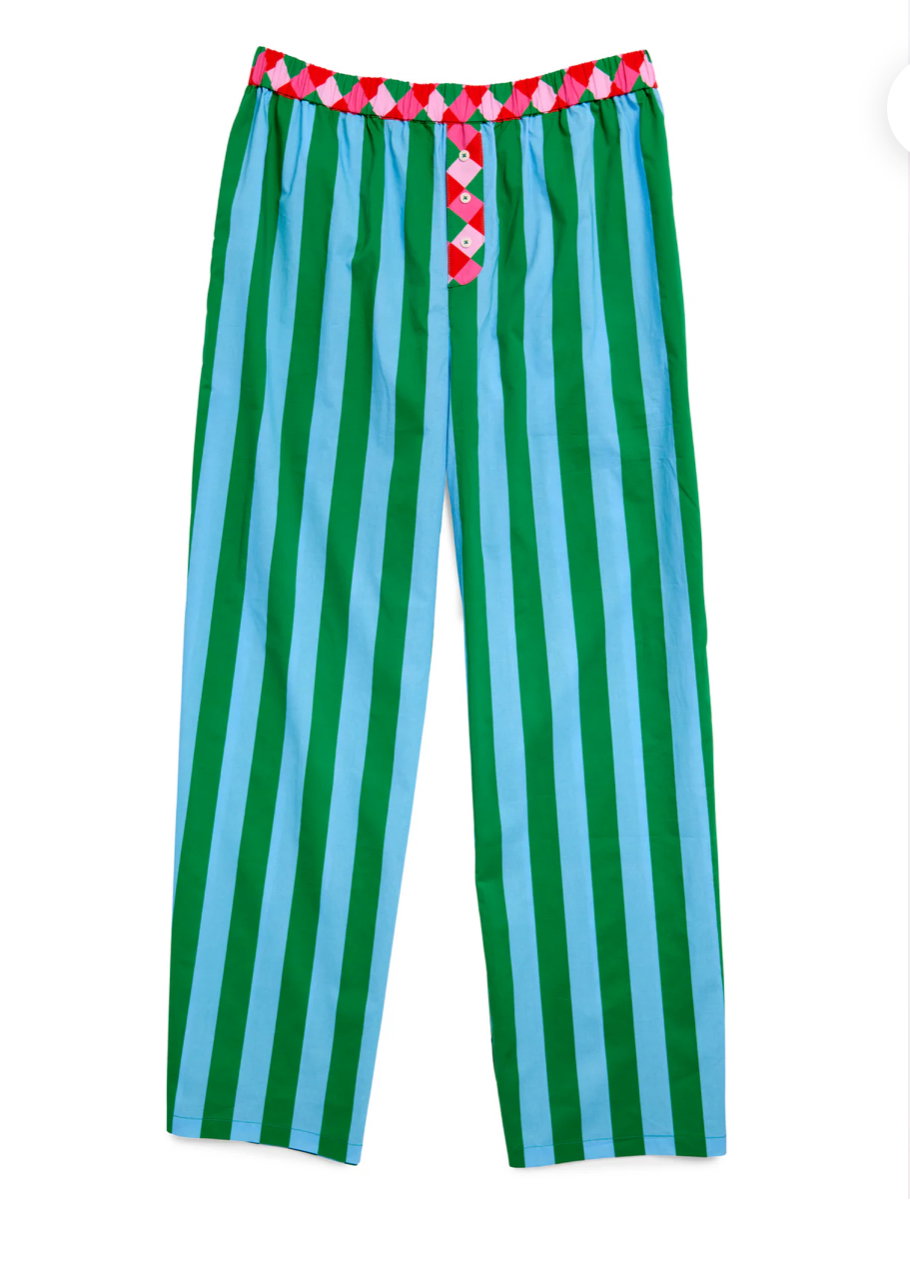 Green festive striped boxer pant_0