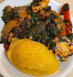 2 Eba and 1 beef 
