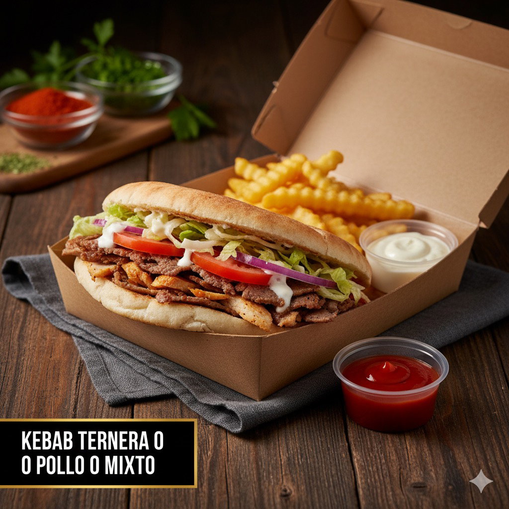 Kebab Ternera o pollo o mixto
