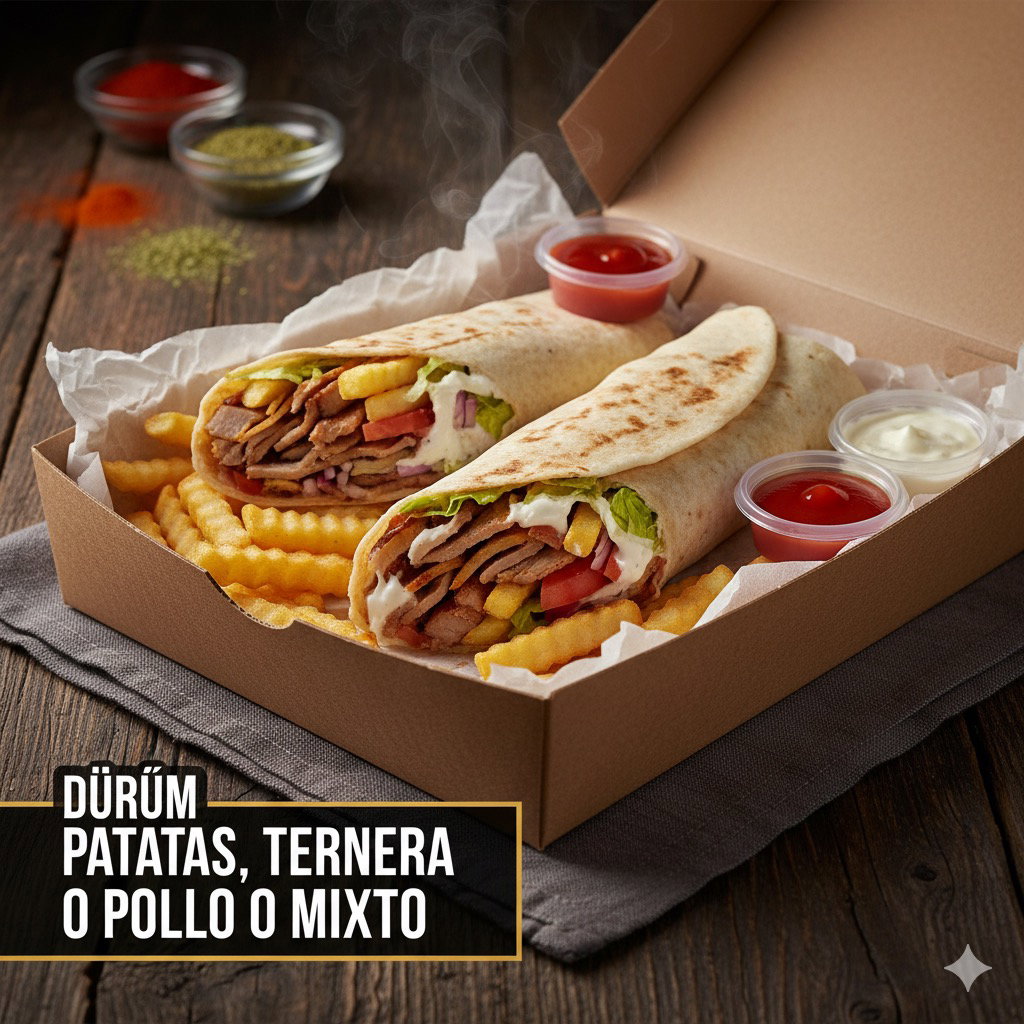 Dürüm patatas, ternera o pollo o mixto_0
