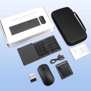 Foldable Keyboard and Mouse, EDJO Wireless Keyboard Mouse Combo with Portable Case, Rechargeable 2.4G+Bluetooth Multi-Device Keyboard Mouse for Windows, iOS, Android, MacOS PC/Laptop/Tablet_2
