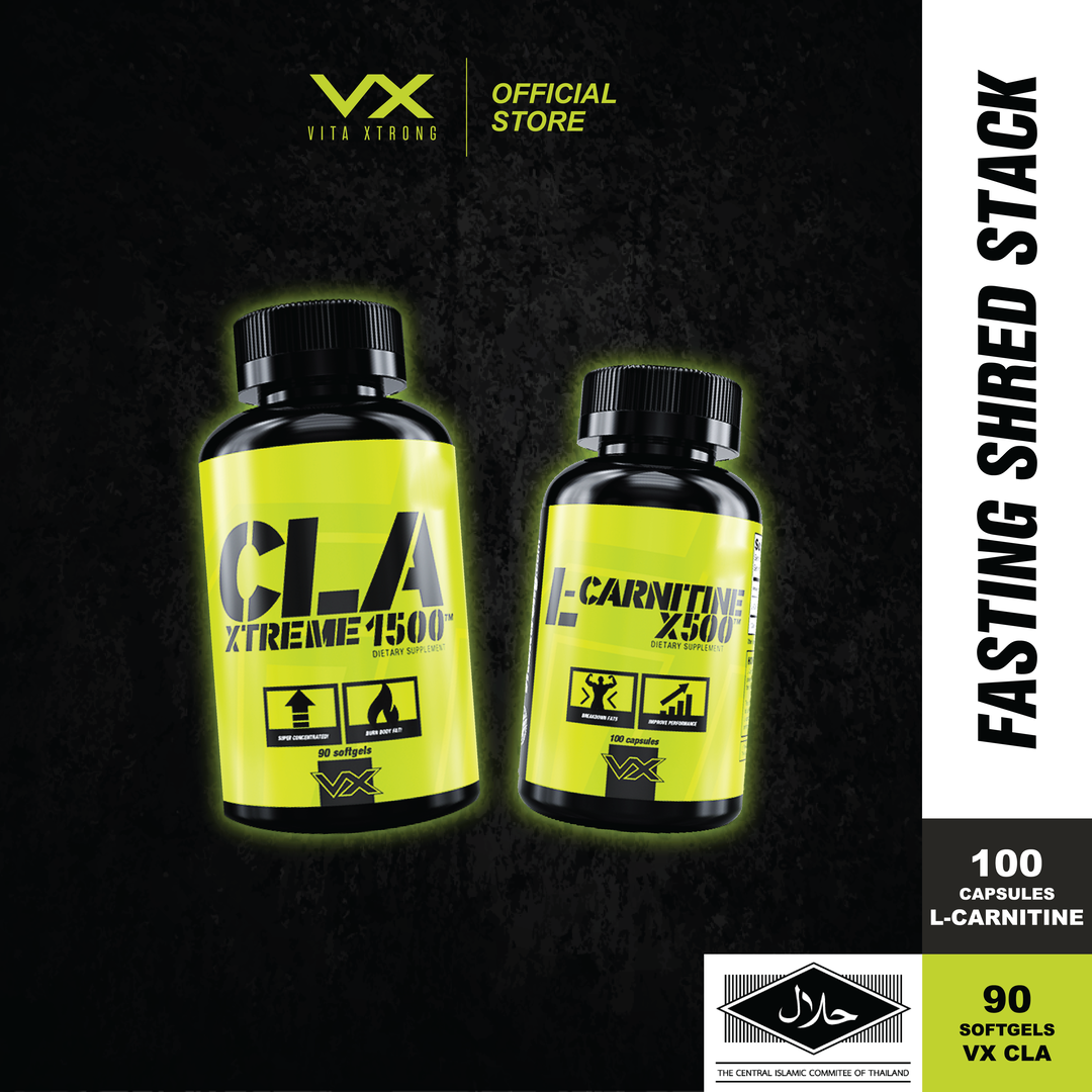 VITAXTRONG Fasting Shred Stack (CLA + L-Carnitine) | Fat Burner | Keto & Intermittent Fasting Support [VX]