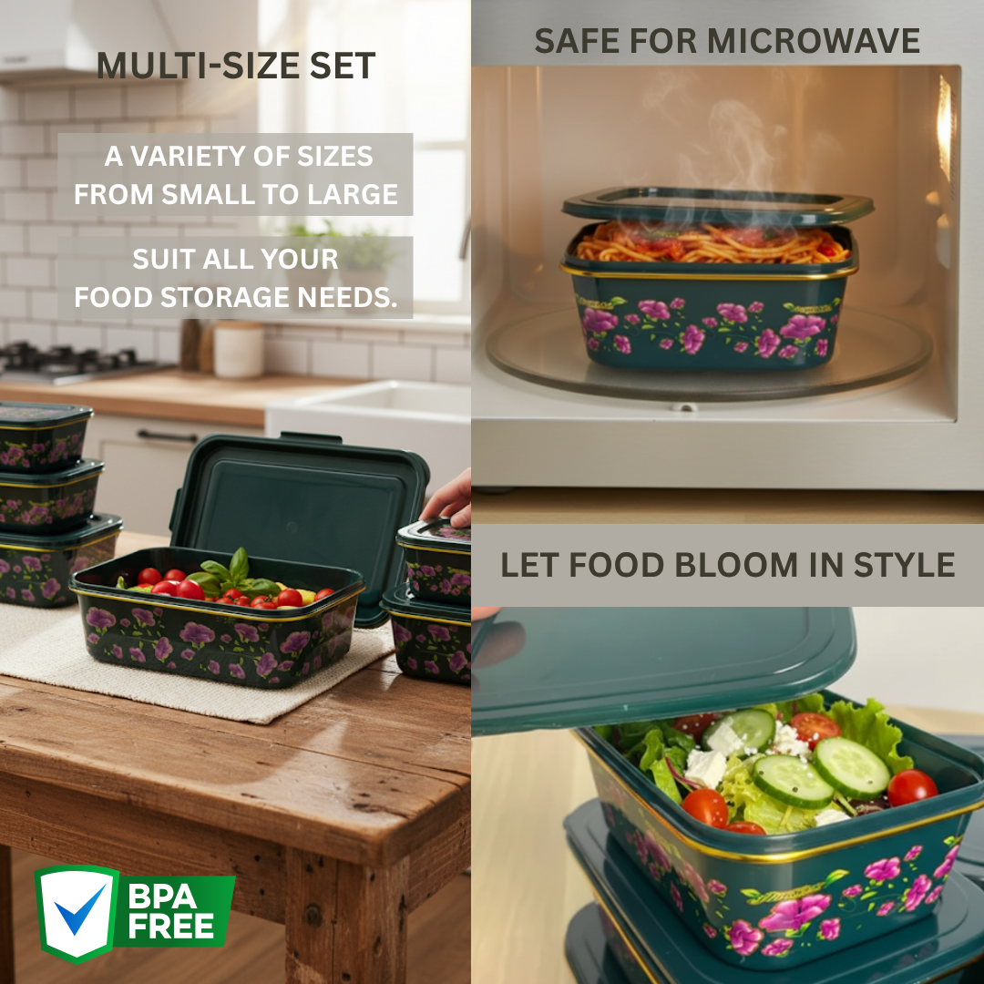 FLORAL FOOD CONTAINER MICROWAFE SAFE - 7IN1_1