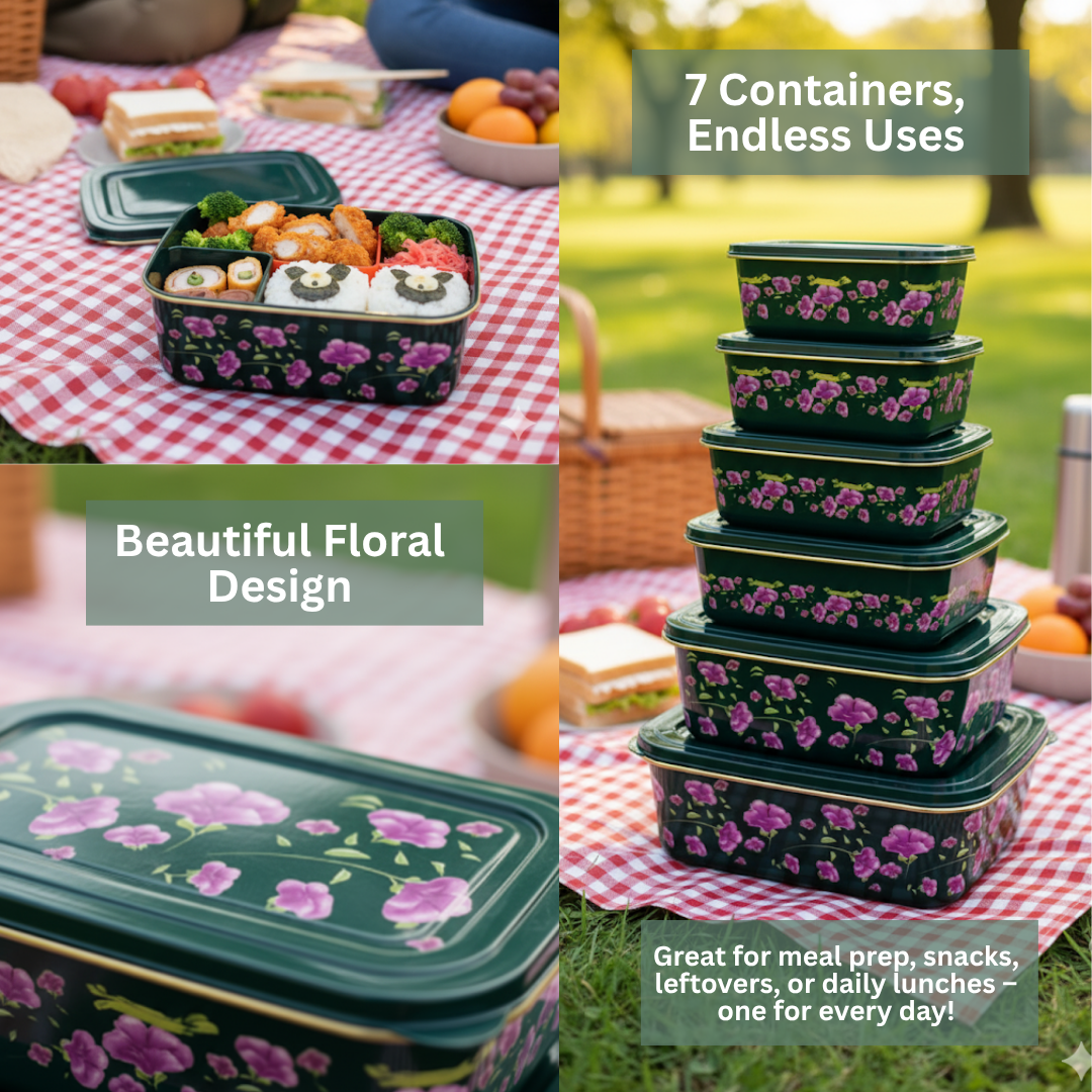 FLORAL FOOD CONTAINER MICROWAFE SAFE - 7IN1_2