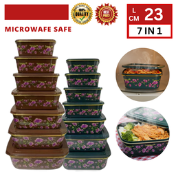 FLORAL FOOD CONTAINER MICROWAFE SAFE - 7IN1
