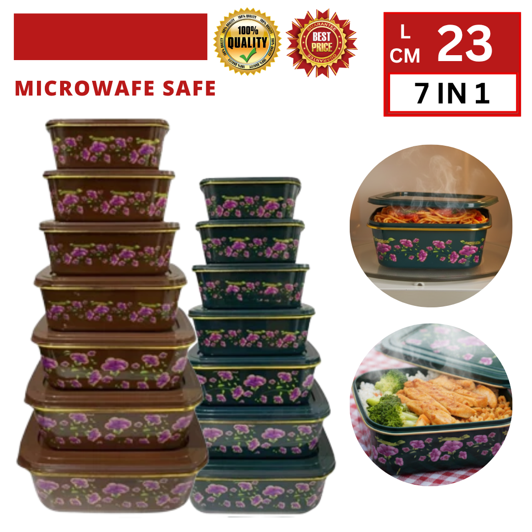 FLORAL FOOD CONTAINER MICROWAFE SAFE - 7IN1