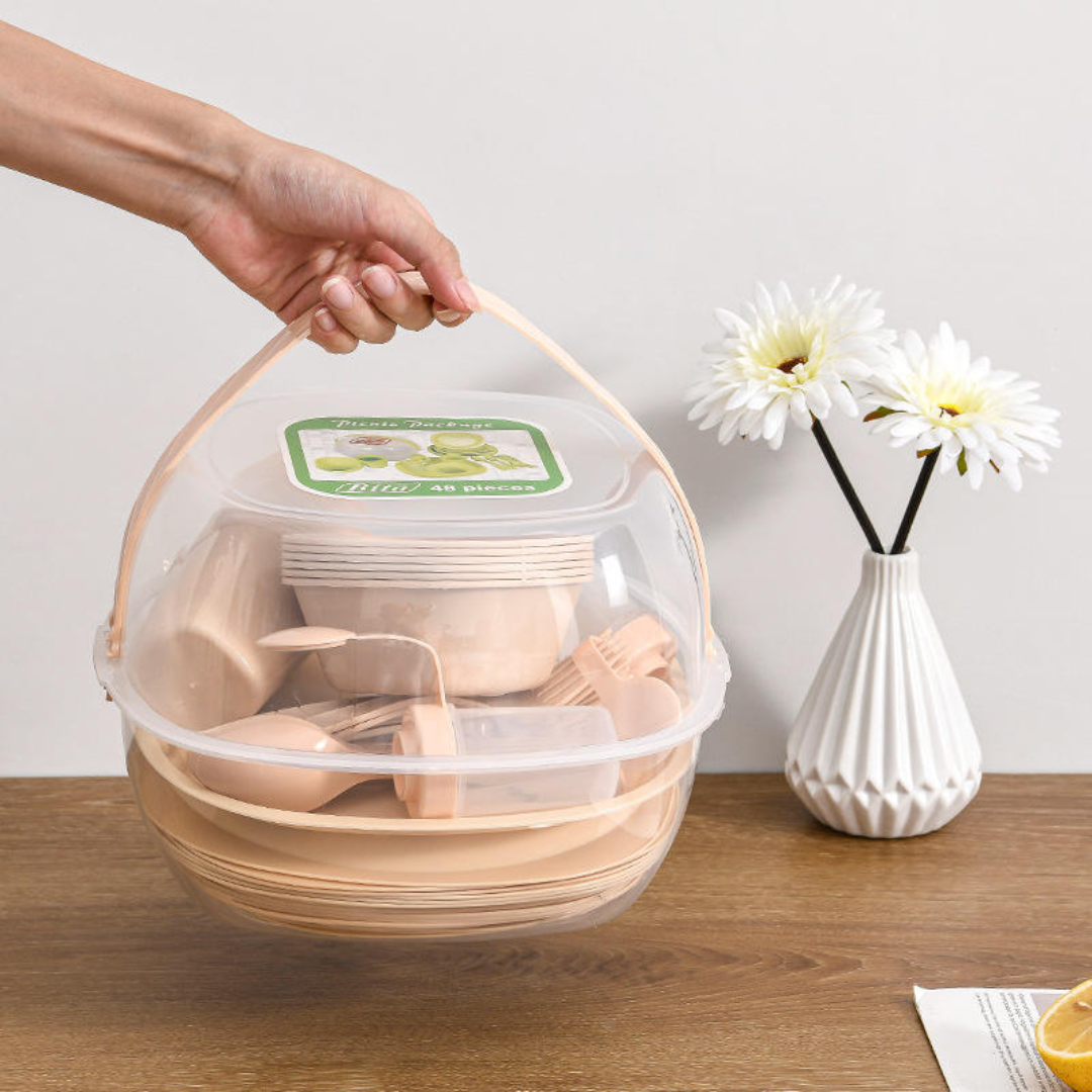 48PCS TRAVEL PICNIC CAMPING TABLEWARE SET _2
