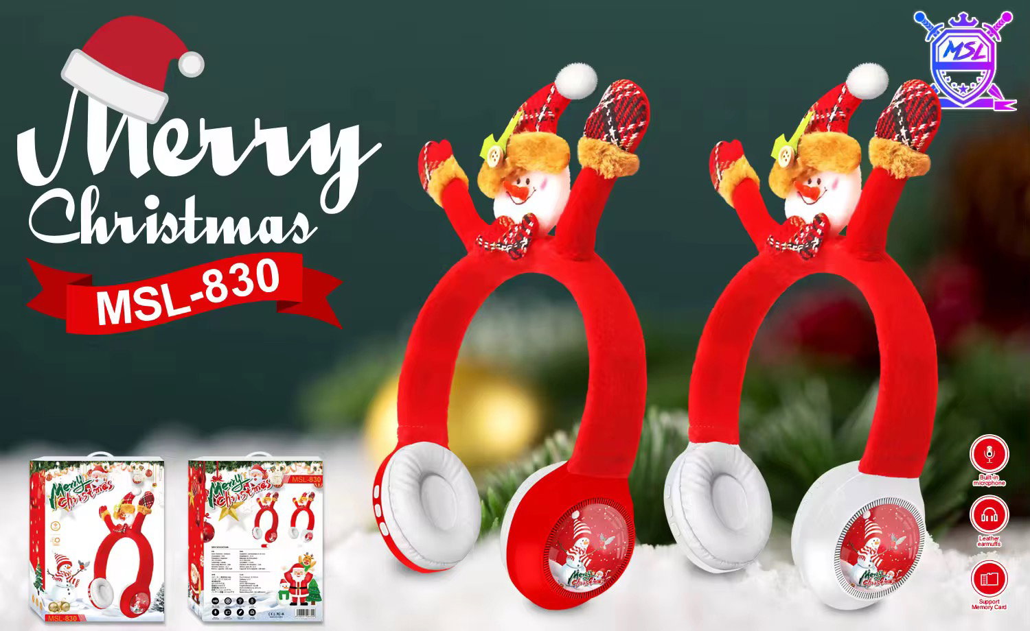 Casque Bluetooth MSL-830 – Édition Joyeux Noël 🎅_0