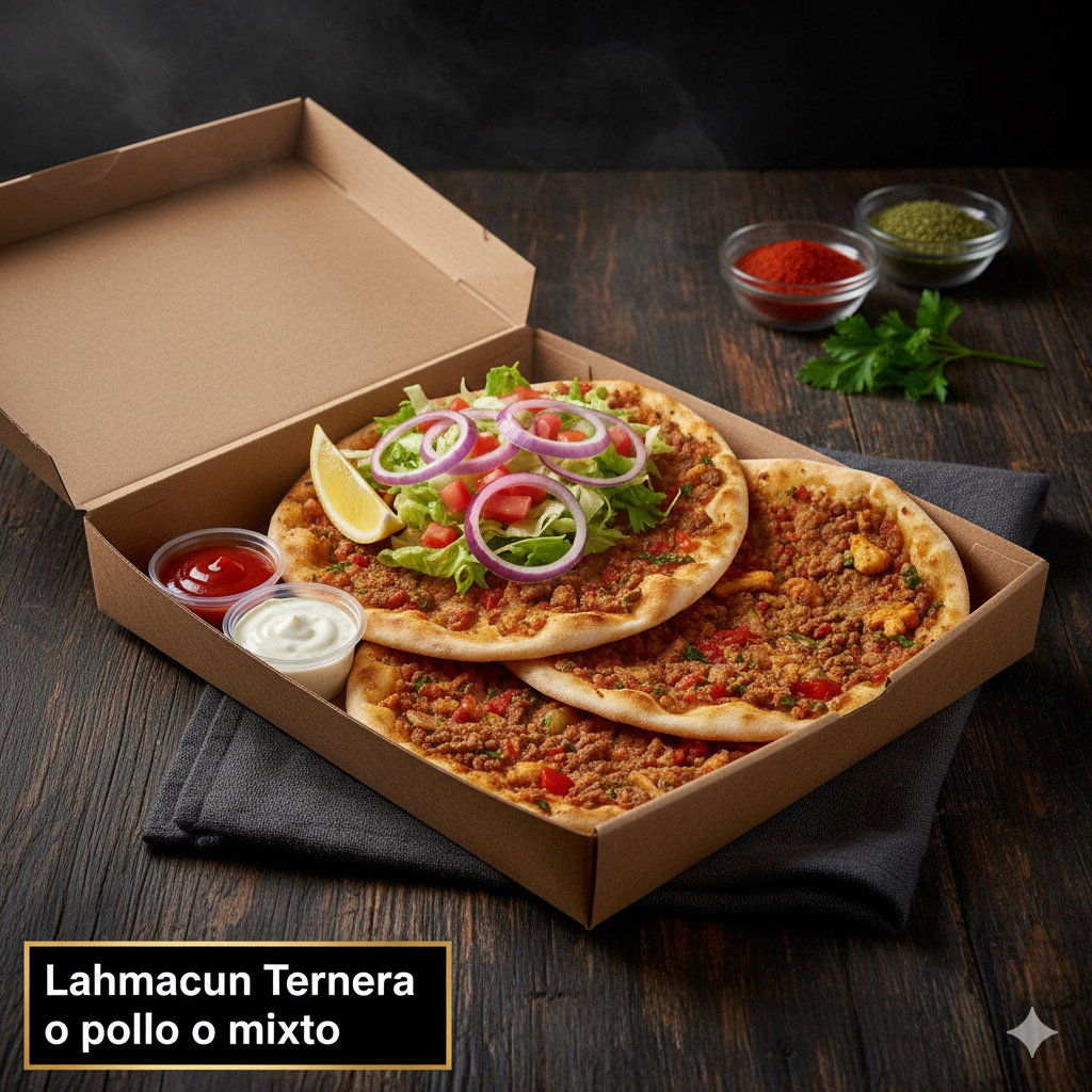 Lahmacun Ternera o pollo o mixto
