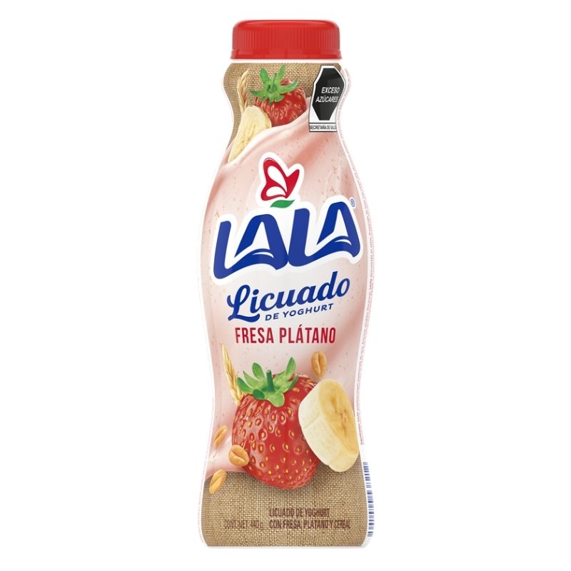 Licuado de Yogurt Lala con Fresa, Plátano y Cereal 440g