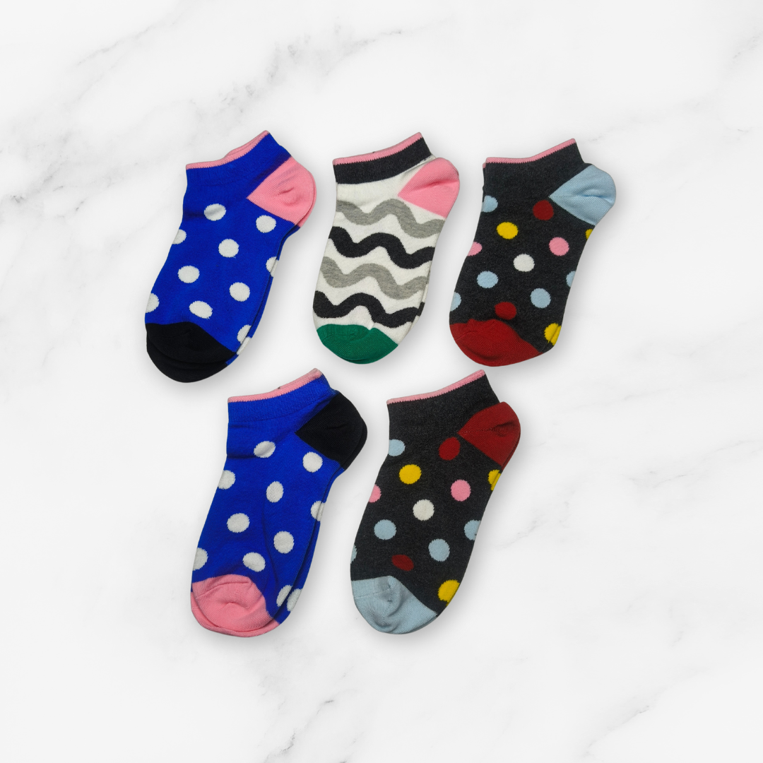[10208] - 5 Pairs Women’s Low-Cut Cotton Socks – Casual, Breathable & Trendy _1