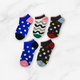 [10208] - 5 Pairs Women’s Low-Cut Cotton Socks – Casual, Breathable & Trendy 