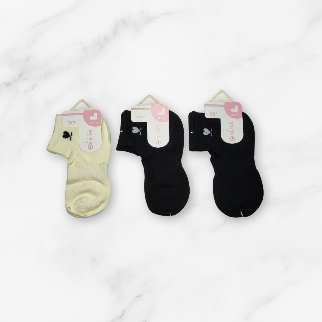 [10212] - 3 Pairs Women’s Low-Cut Cotton Socks – Trendy, Breathable & Sweat-Absorbing _3