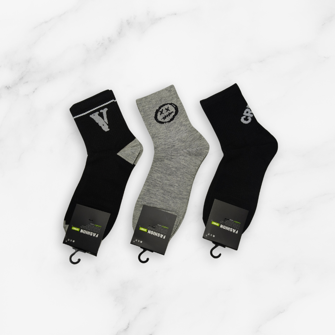 [10216] - 3 Pairs Men’s High-Cut Cotton Socks – Breathable, Odor-Resistant & Sweat-Absorbing _3