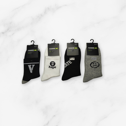 [10216] - 3 Pairs Men’s High-Cut Cotton Socks – Breathable, Odor-Resistant & Sweat-Absorbing 