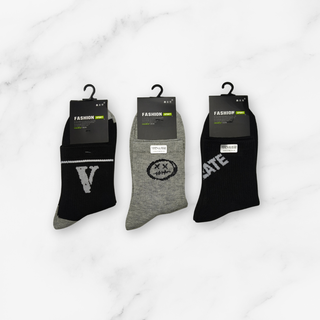 [10216] - 3 Pairs Men’s High-Cut Cotton Socks – Breathable, Odor-Resistant & Sweat-Absorbing _6