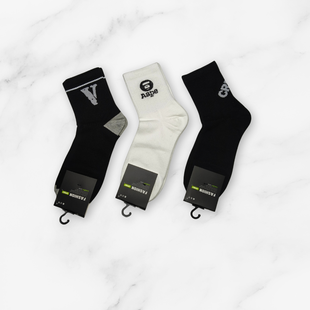 [10216] - 3 Pairs Men’s High-Cut Cotton Socks – Breathable, Odor-Resistant & Sweat-Absorbing _4