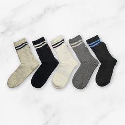 [10229] - 5 Pairs Women’s High-Cut Cotton Socks – Breathable, Soft & Sweat-Absorbing 