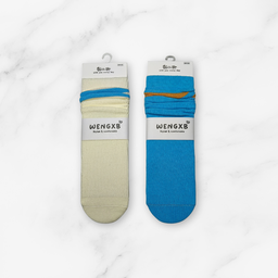 [10231] - 5 Pairs Women’s High-Cut Cotton Slouch Socks – Minimal, Soft & Breathable 