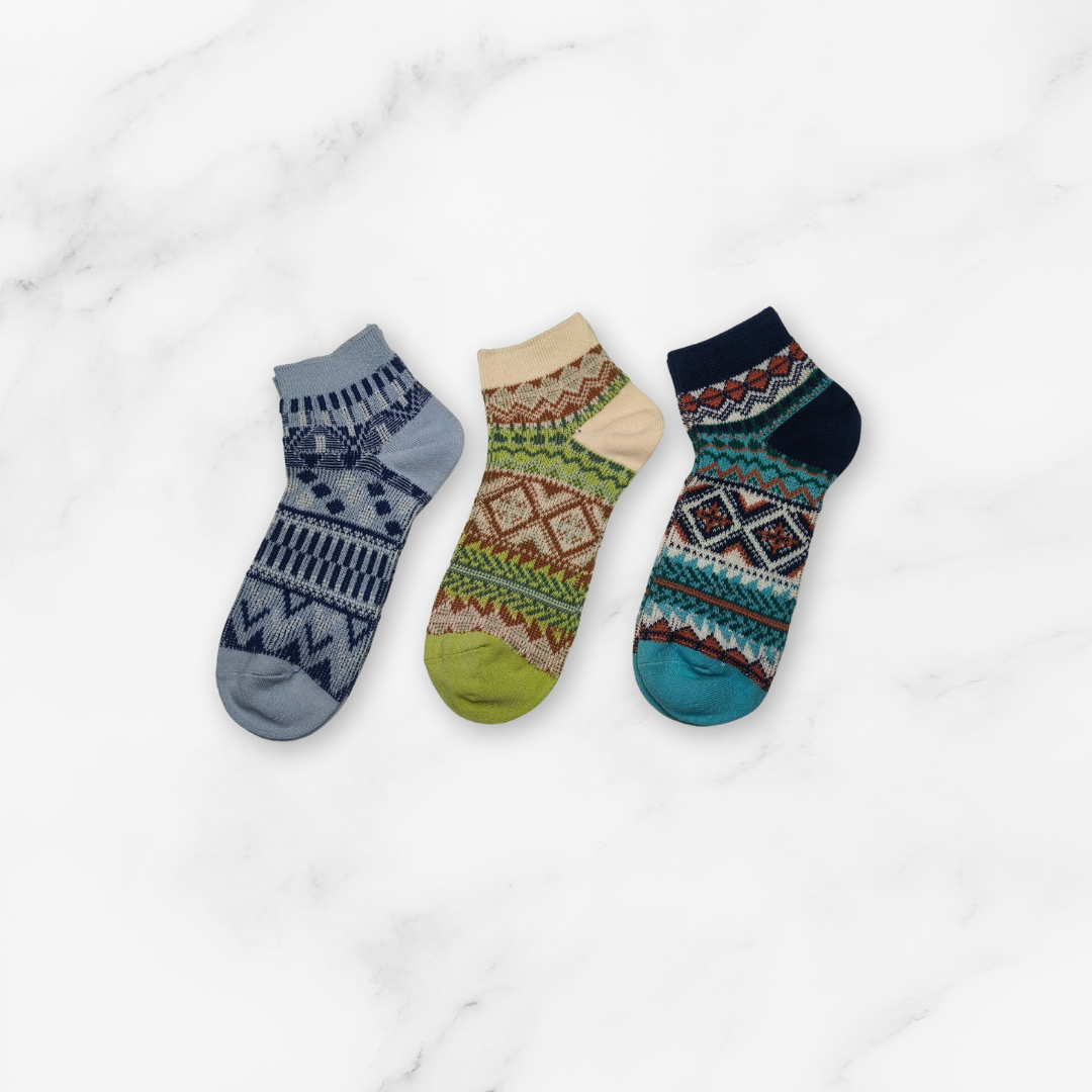[10234] - 3 Pairs Women’s Low-Cut Cotton Socks – Trendy, Breathable & Casual _7
