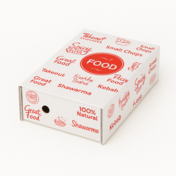 CATERING PLATTER BOXES  ( Top 7.8” x 5 , Base 5.8” x 4 Height 2.5”) “FOOD TO GO - WHITE / RED WITHOUT WINDOW 