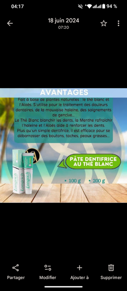 Pâte dentifrice Longrich