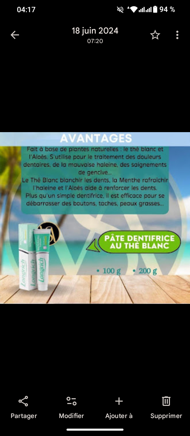 Pâte dentifrice Longrich_1