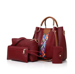 Ensemble de 4 sacs à main pour femme à la mode, en PU, avec fermeture à glissière et trois sangles, sac pour femme à prix avantageux