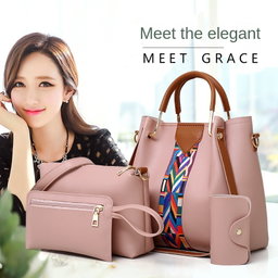 Ensemble de 4 sacs à main pour femme à la mode, en PU, avec fermeture à glissière et trois sangles, sac pour femme à prix avantageux