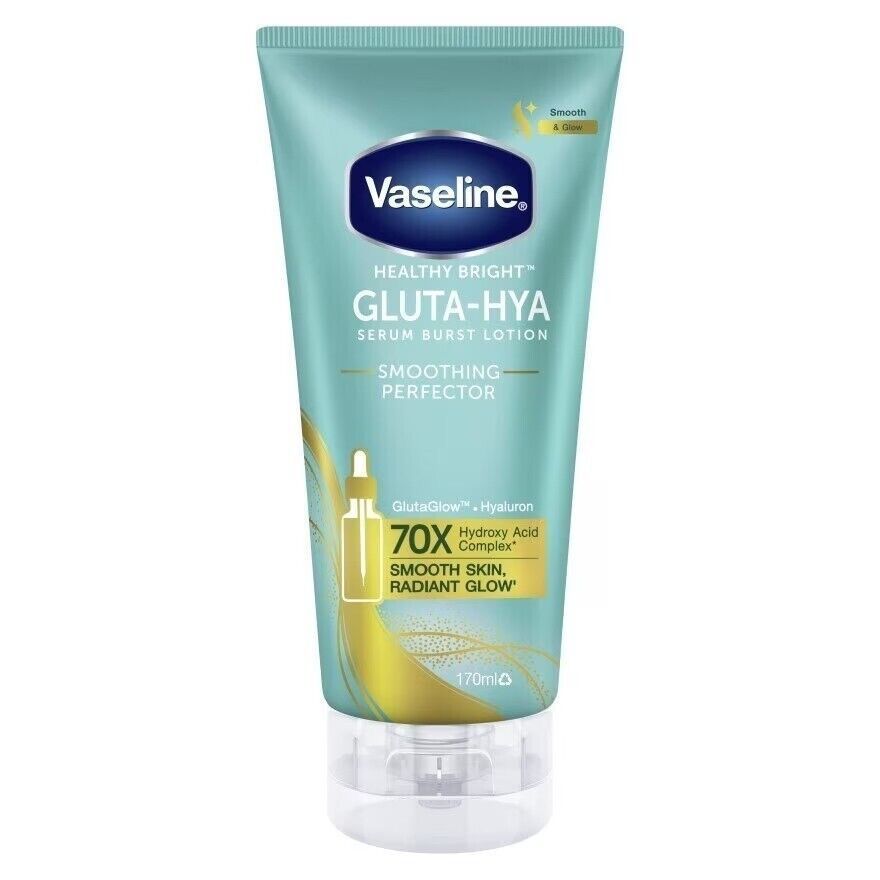 VASELINE HEALTHY BRIGHT GLUTA-HYA SERUM BURST LOTION SMOOTHING PERFECTOR 300 ml فازلين هيلثي برايت سيروم سموثنك بيرفيكتور  مرطب للجسم
