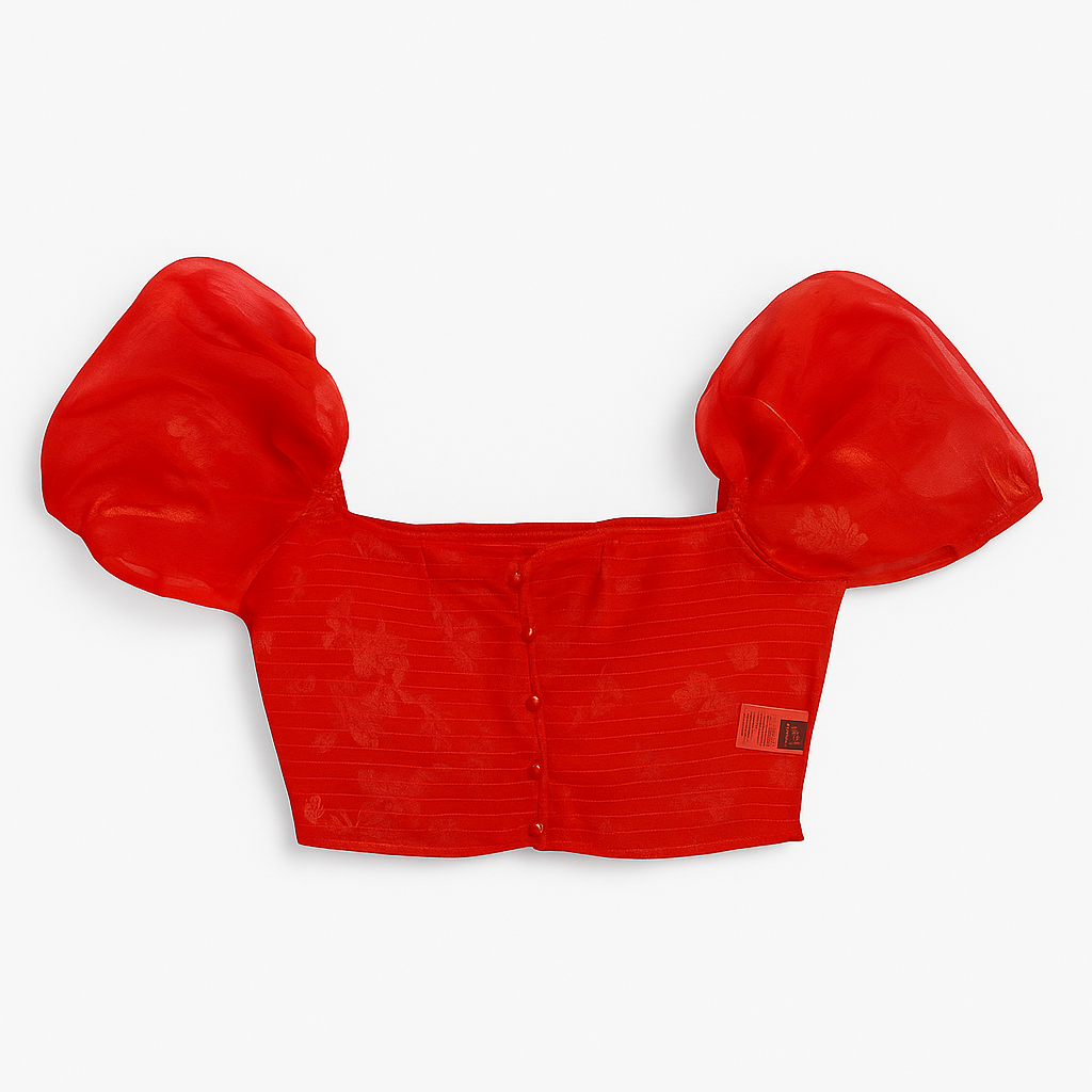 Top rojo con mangas abullonadas - Size S_1