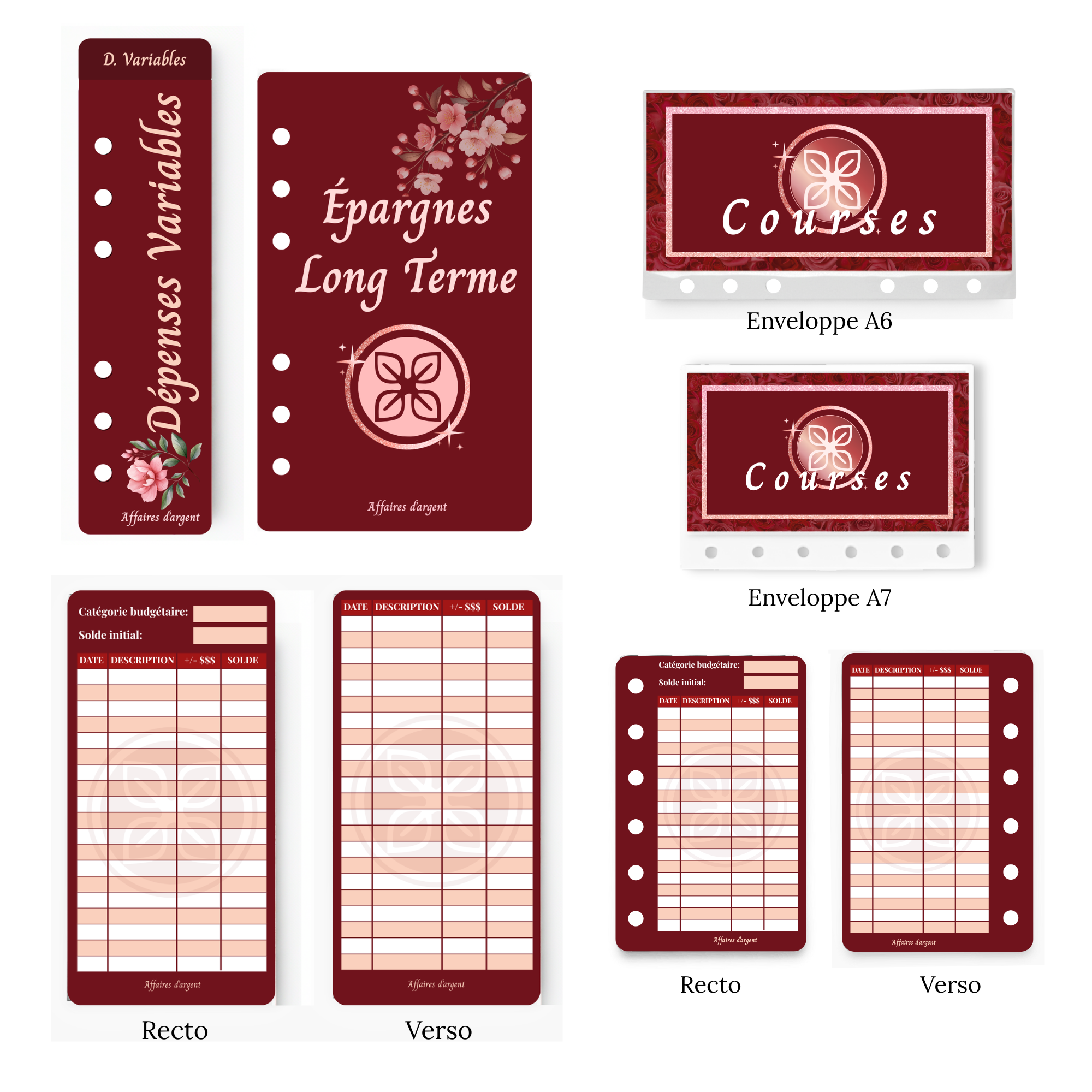 🔴 Collection Affaires d'Argent rouge sans fleur