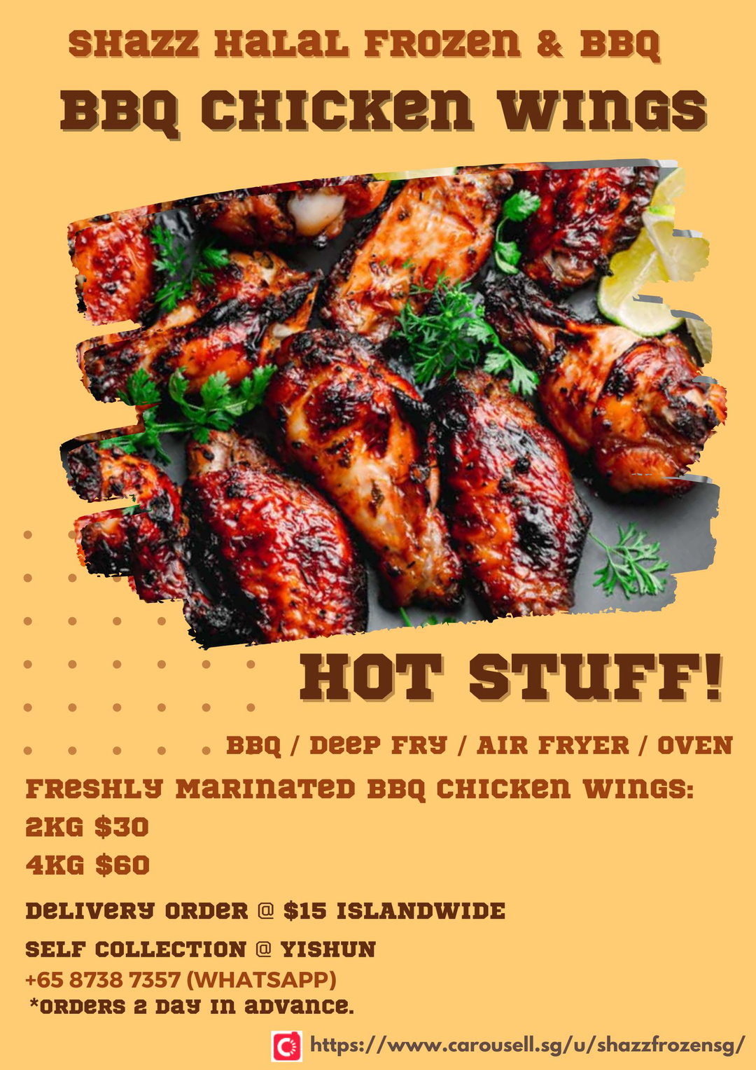 Freshly Marinated BBQ Wings 2Kg