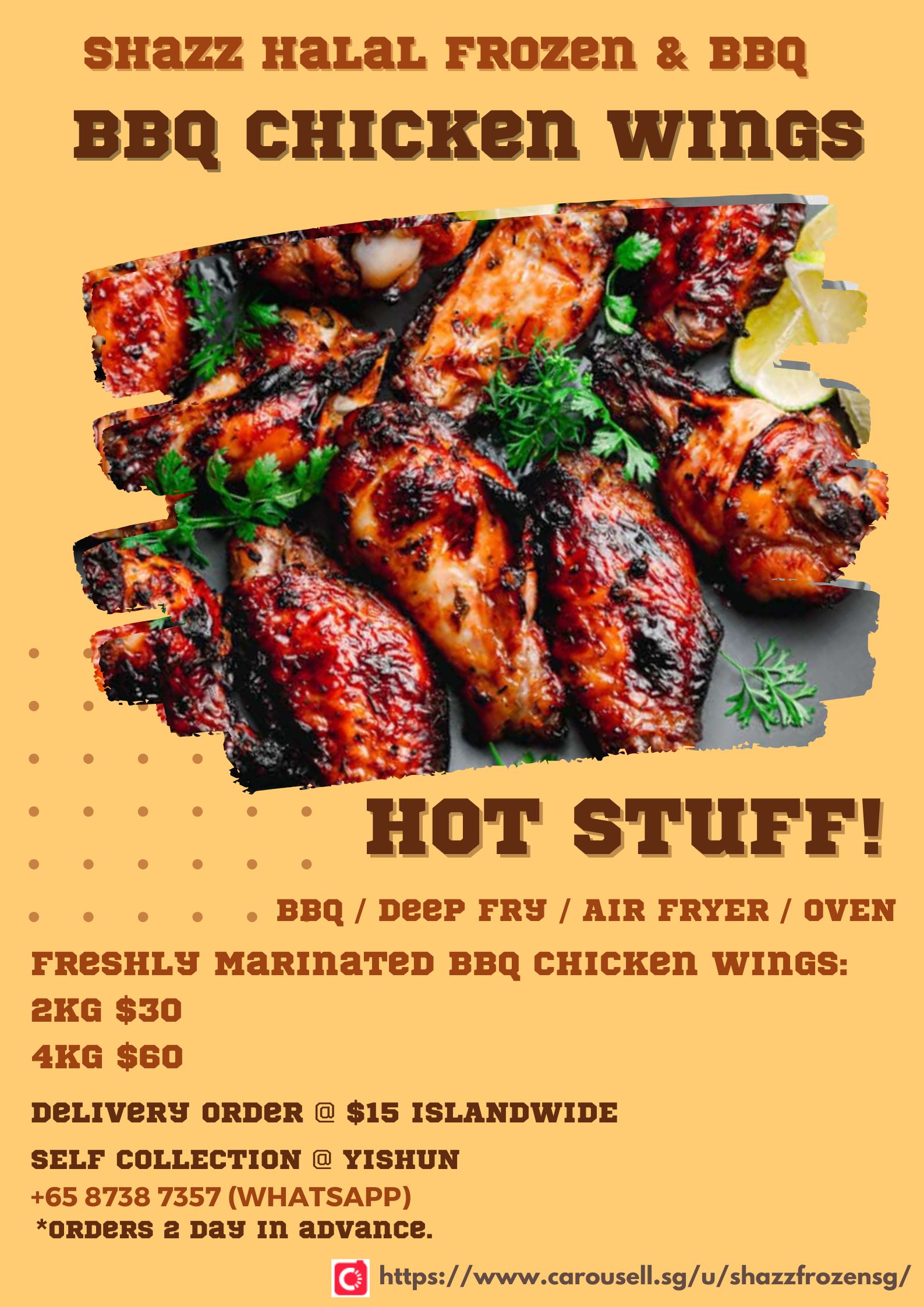 Freshly Marinated BBQ Wings 2Kg_0