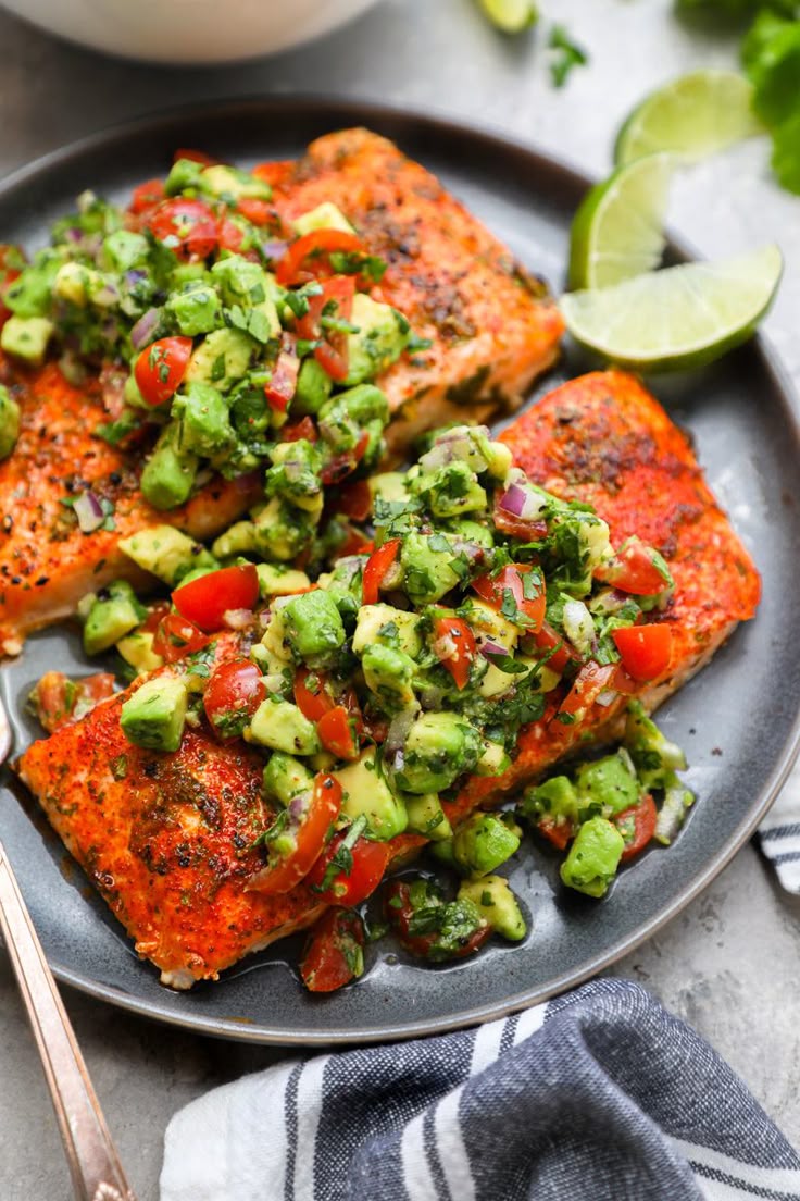 Cilantro Lime Salmon with Avocado Salsa