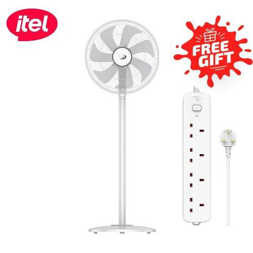 itel 16 Inches 7 Blades Strong Wind Standing Electric Fan + Free Gift_0