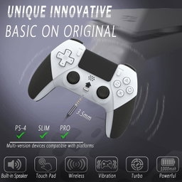 Controle sem fio Pro compatível com PS4 / PS4 Pro / PS4 Slim, controle remoto para jogos com bateria recarregável de 800 mAh integrada, joystick preciso, áudio, turbo e programação avançada de botões.