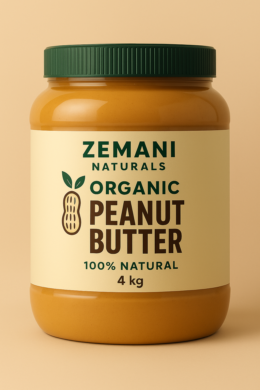 Zemani Naturals Organic Peanut Butter – 4 kg Family Jar_0