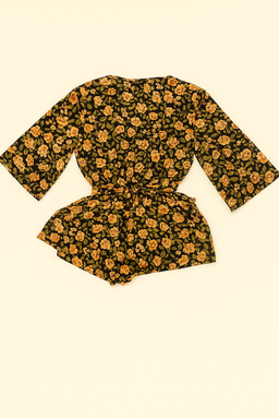 Enterizo floral negro con tonos mostaza - Size M